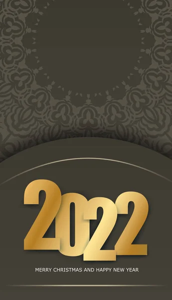 Brochure Modello 2022 Buon Natale Felice Anno Nuovo Marrone Colore — Vettoriale Stock