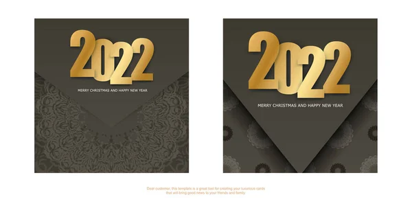 Brochure Template 2022 Merry Christmas Happy New Year Brown Color — Stock Vector