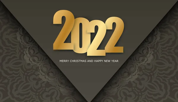 2022 Buon Natale Brown Brochure Template Con Ornamento Luce Invernale — Vettoriale Stock