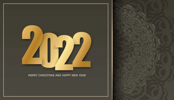 2022 Happy New Year Brochure Template Brown Couleur Avec Motif — Image vectorielle