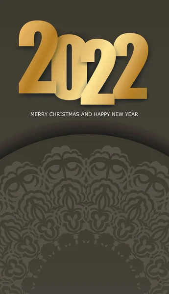 Flyer Template 2022 Merry Christmas Happy New Year Brown Color — Stock Vector