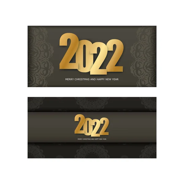 2022 Happy New Year Flyer Template Brown Couleur Vintage Light — Image vectorielle