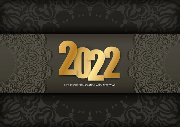 2022 Happy New Year Flyer Template Brown Color Ornement Lumineux — Image vectorielle