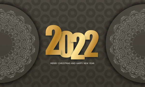 Поздравительная Открытка 2022 Рождественским Коричневым Цветом Рисунком Зимнего Света — стоковый вектор