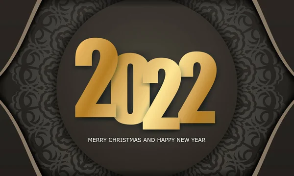 2022 Boldog Évet Üdvözlő Kártya Sablon Barna Szín Luxus Fényminta — Stock Vector