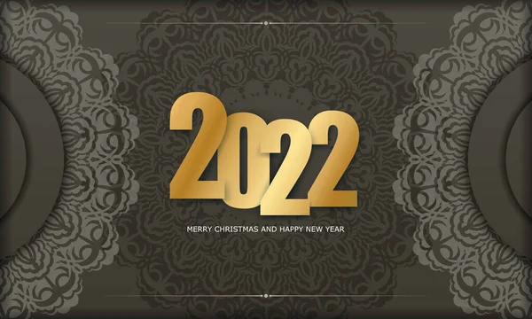 2022 Šťastný Nový Rok Blahopřání Šablona Hnědé Barvě Ročníkem Světlo — Stockový vektor