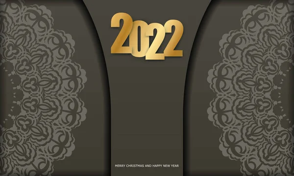 Vorlage Grußkarte 2022 Frohes Neues Jahr Braun Mit Abstraktem Lichtmuster — Stockvektor