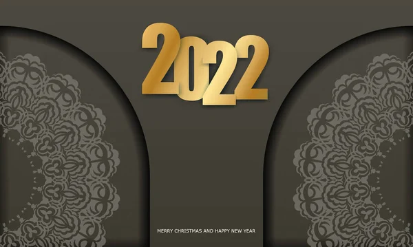 Шаблон Вітальна Листівка 2022 Щасливий Новий Рік Коричневий Колір Абстрактним — стоковий вектор