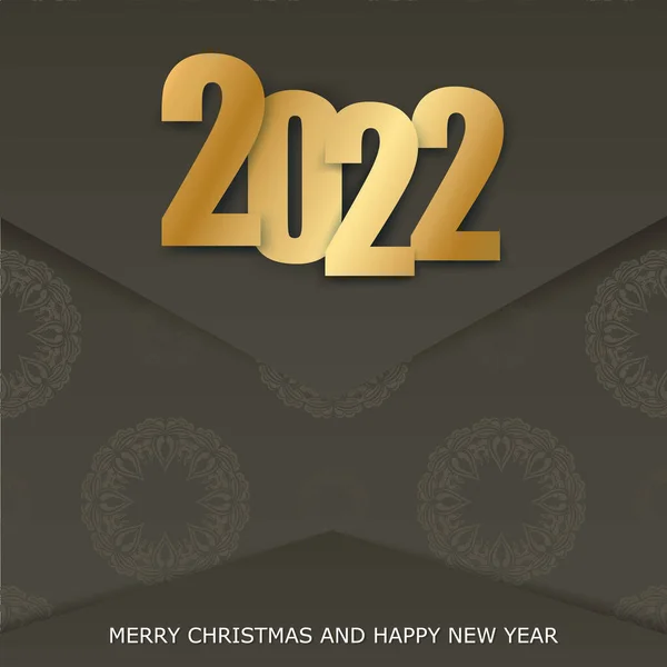 Modèle Brochure Salutation 2022 Joyeux Noël Bonne Année Brown Color — Image vectorielle