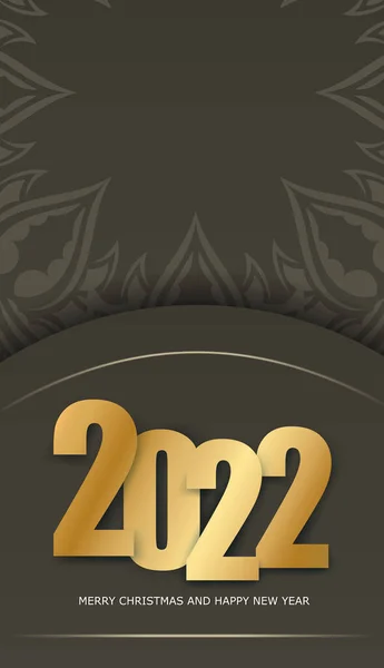 模版问候语2022圣诞快乐棕色古色古香图案 — 图库矢量图片