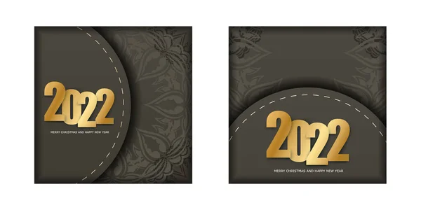 2022 Happy New Year Flyer Template Brown Color Décoration Légère — Image vectorielle