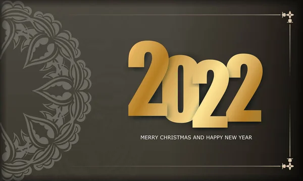 Brožura 2022 Veselé Vánoce Šťastný Nový Rok Hnědá Barva Zimním — Stockový vektor
