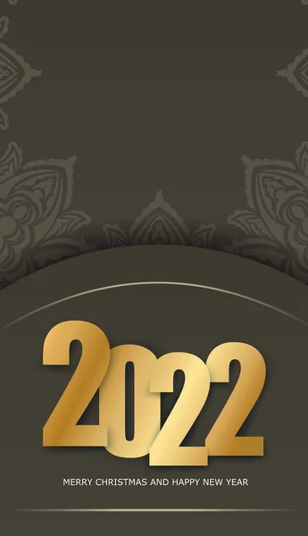 2022 Brochure Felice Anno Nuovo Colore Marrone Con Motivo Vintage — Vettoriale Stock