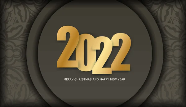 2022 Joyeux Noël Flyer Couleur Marron Avec Décoration Légère Vintage — Image vectorielle