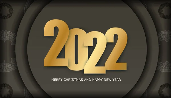 2022 Happy New Year Flyer Bruine Kleur Met Luxe Lichtpatroon — Stockvector