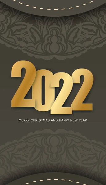 2022 Happy New Year Brown Color Flyer Vintage Light Ornament — Stock Vector