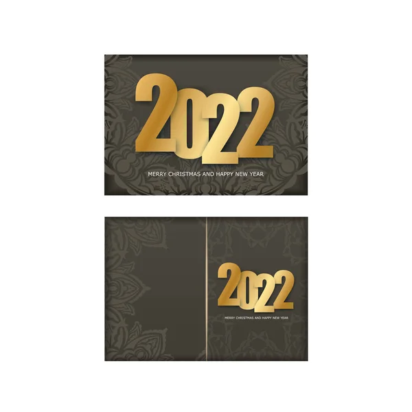 2022 Carte Vœux Festive Bonne Année Brown Color Luxury Light — Image vectorielle