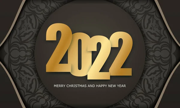 Feestelijke Brochure 2022 Merry Christmas Brown Met Luxe Lichtpatroon — Stockvector