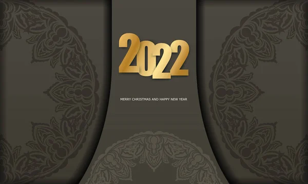 Brochura Festiva 2022 Feliz Natal Brown Com Ornamento Luz Inverno — Vetor de Stock