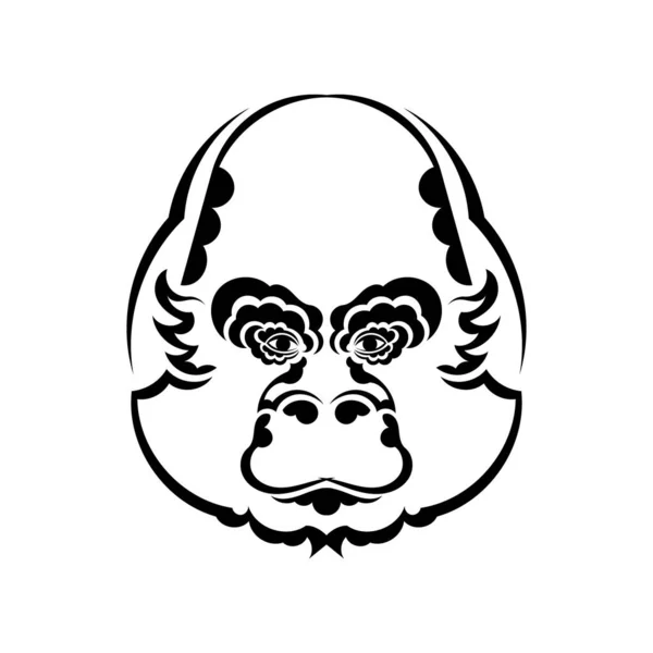 Monkey Head Coloring Book Illustration Black White Lines Print Shirts — Stock Vector