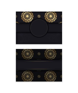 Lüks altın desenli siyah broşür basılmaya hazır..