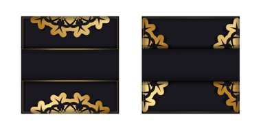 Lüks altın süslemeli siyah broşür basılmaya hazır..