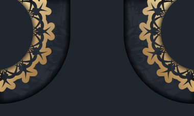 Klasik altın desenli siyah pankart ve metninin altında