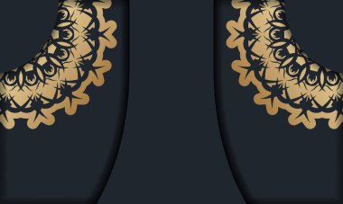 Klasik altın desenli siyah pankart ve metninin altında