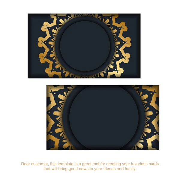 Black Business Card Antique Gold Ornaments Your Brand — Stock Vector