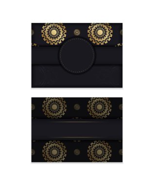 Markanız için siyah Hindistan altın desenli broşür.