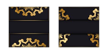 Markanız için altın desenli siyah renkli broşür..