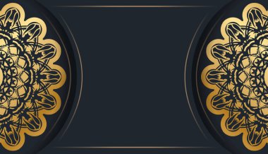 Yunan altın desenli siyah broşür tipografi için hazırlandı.