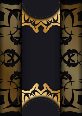 Siyahlı tebrik uçuşu ve tipografi için hazırlanmış lüks altın süslemeleri..