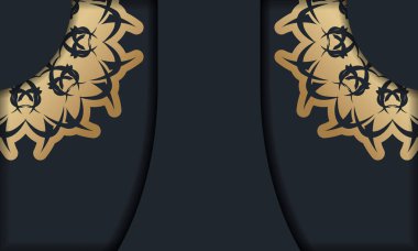 Süslü, altın desenli, siyah baner ve metin için bir yer