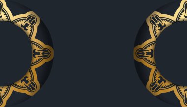 Tasarımınız için siyah ve klasik altın süslemeli broşür..