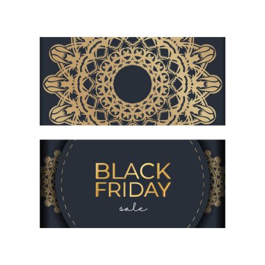 Siyah Cuma Koyu Mavi Reklamları Klasik Altın Desenli