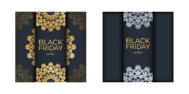 Afiş Kara Cuma Lükslü altın desenli koyu mavi