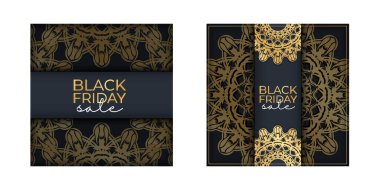 Afiş Kara Cuma Eski altın desenli koyu mavi