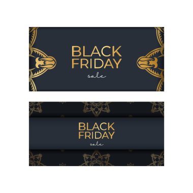 Poster satışını kutlamak için Kara Cuma lacivert ve yuvarlak altın desenli