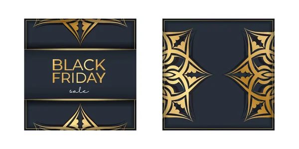 Festive Advertising Black Friday Dark Blue Luxurious Golden Ornament — Stock Vector