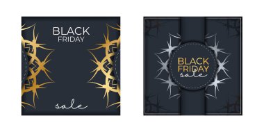 Geometrik altın desenli koyu mavi siyah cuma posteri