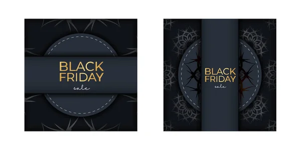 Poster Black Friday Dark Blue Luxurious Pattern — Stock Vector