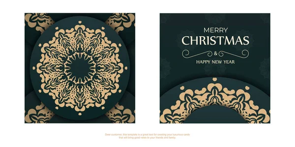 Modèle Brochure Joyeux Noël Bonne Année Couleur Vert Foncé Avec — Image vectorielle
