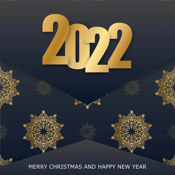 2022 Carte Postale Joyeux Noël Bonne Année Couleur Noire Avec — Image vectorielle