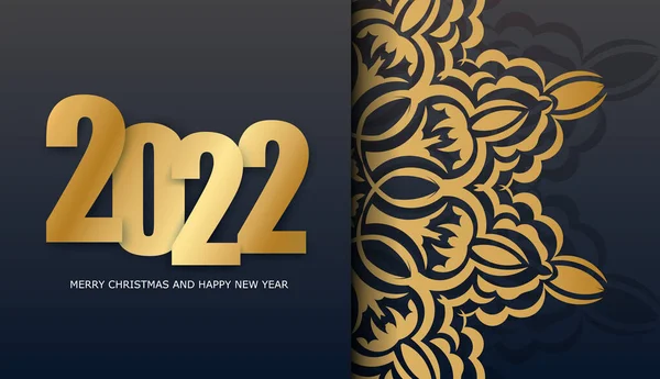 2022 Folheto Feliz Natal Feliz Ano Novo Cor Preta Com —  Vetores de Stock