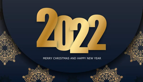 2022 Brochure Vrolijk Kerstmis Zwart Met Luxe Gouden Ornamenten — Stockvector