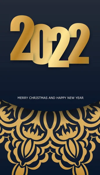 2022 Brochure Buon Natale Nero Con Motivo Vintage Oro — Vettoriale Stock