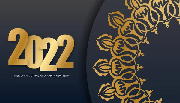 Brochure Festive 2022 Joyeux Noël Couleur Noire Avec Ornement Abstrait — Image vectorielle