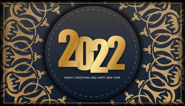 Flyer Vacances 2022 Bonne Année Couleur Noire Avec Motif Hiver — Image vectorielle