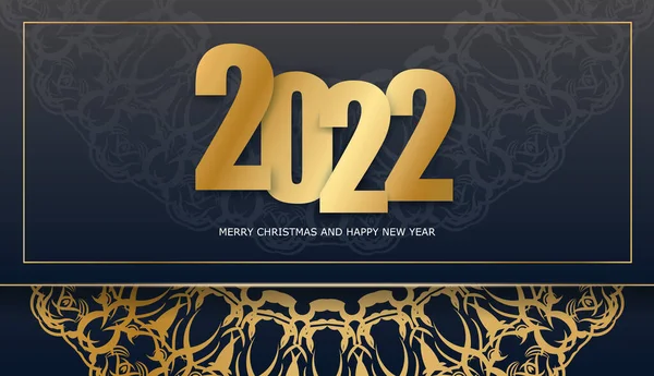 Colore Nero Felice Anno Nuovo 2022 Modello Brochure Con Motivo — Vettoriale Stock